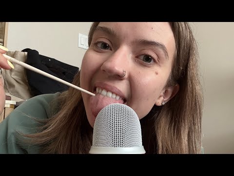 ASMR| Tongue Tracing/Scratching & Pen Noms Mouth Sounds with Covering your Eyes 👀