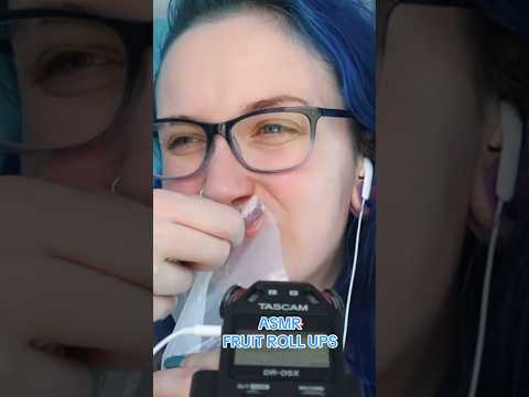 ASMR trying fruit roll ups for the first time 😋 #asmr #eatingsounds #shorts #fruitrollup