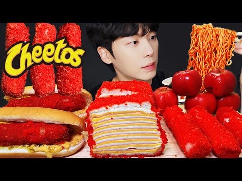ASMR MUKBANG | 치즈 불닭볶음면 & 치토스 대왕 통 가래떡 튀김 핫도그 사과 먹방 & 레시피 FIRE NOODLES AND Tteokbokki EATING