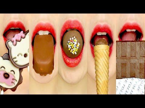 ASMR CHOCOLATE DESSERTS 초콜릿 디저트 먹방 EDIBLE SPOON, ICE CREAM, SNACK EATING SOUNDS