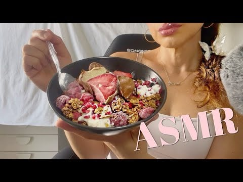 ASMR| Yogurt Bowl with Fruits & Nuts 🍓🍑🥜🌰 (Eating Sounds)