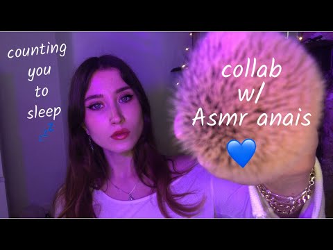 ASMR Counting You To Sleep W/ Mic & Camera Brushing - Collab With @ASMR Anais