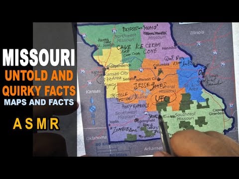 ASMR: MISSOURI - The Untold and Quirky Facts | Map outline with Annotations | ASMR maps and Facts