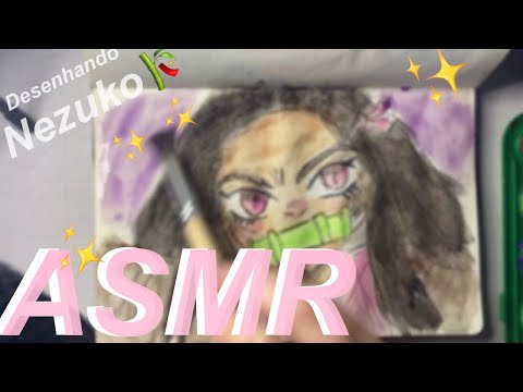 ASMR desenhando Nezuko💗Demon Slayer🎍 sons de boca