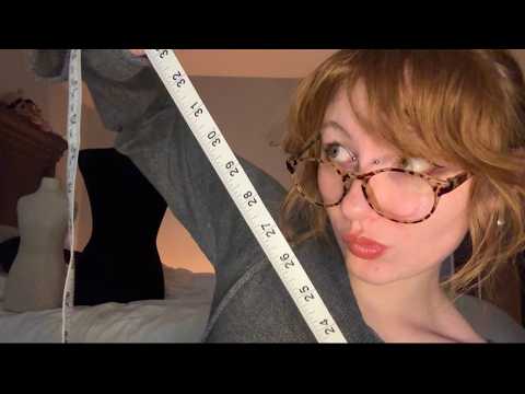 asmr mumbling and measuring 📐📝 close inaudible , unintelligible whispers / soft speaking examining