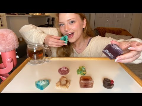 ASMR✨~✨Eating Edible Crystals 💜🩷💙