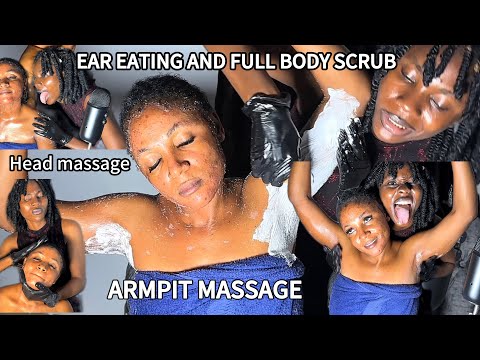 Ultimate ASMR Ear Licking, Ear Biting, armpit massage, Scalp & Neck Massage, back massage spit paint