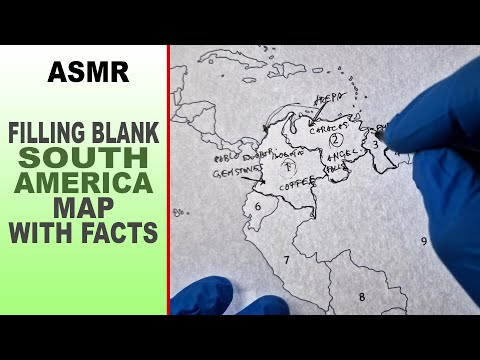 ASMR: Filling Blank SOUTH AMERICA Map With Written Facts for Each Country | ASMR Map tracing