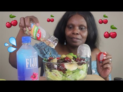 CHERRY SALAD ASMR EATING SOUNDS