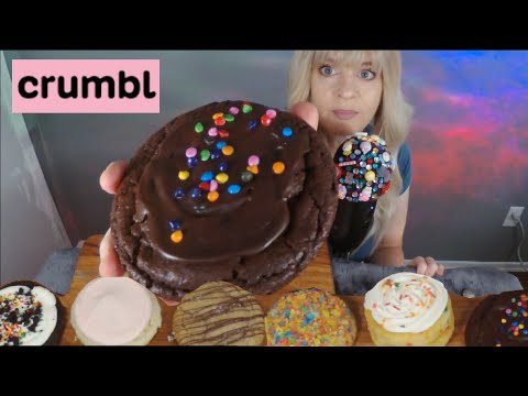 Free Crumbl Cookies Today! |ASMR MUKBANG |Galaxy Brownie, Cereal Milk, Confetti, Oreo, Hazelnut, etc