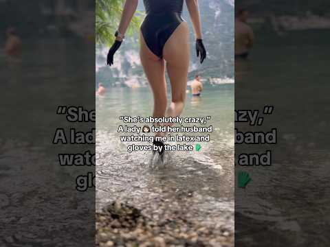 She told him I was CRAZY for a LATEX SWIMSUIT! #latexinpublic #latexgloves #latexswimsuit