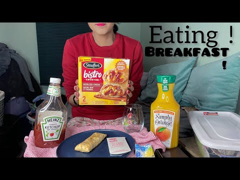 ASMR Eating Breakfast Food ! Eating Sounds video & Drinking Sounds (breakfast Orange juice)