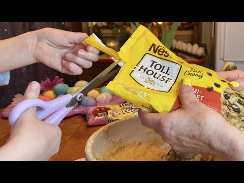 ASMR Baking Easter Cookies! (No talking) Chocolate Easter cookies with granddaughter, Avery.