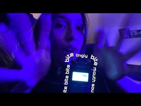 ASMR ☆ biting + mouth sounds w/ hand movements (no talking) 