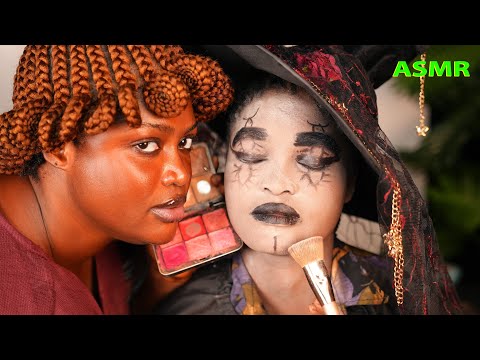 ASMR Relaxing✨Gothic Make up, hair crust picking, scalp scratching, oiling, with whisper 