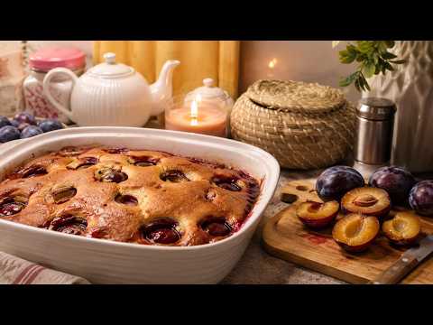 ASMR Baking a Plum Pie on an Autumn Evening 🍂 ~ cozy kitchen ambience ~ softly narrated