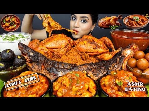 ASMR Eating Spicy Mutton Fat Curry,Chicken Biryani,Fish Curry,Fry,Rice Big Bites ASMR Eating Mukbang
