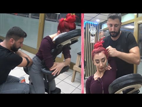 ASMR female physiotherapy chair massage &FEMALE NECK CRACK & female foot,back,arm,neck,sleep massage