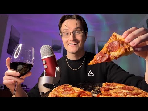 ASMR | Pizza & Wine Drinking Mukbang 🍕🍷 (whisper ramble on anything and everything)