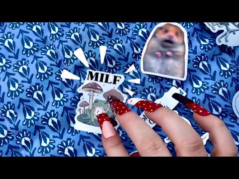 asmr on funny stickers - relax & get tingles + camera taps