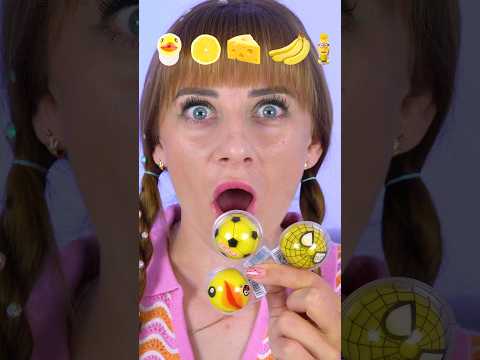 ASMR Emoji Yellow Gummy Eyeballs, Banana Mukbang #shorts