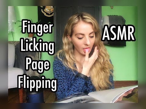 ASMR || Finger Licking Page Flipping (forwards and backwards, soft spoken)