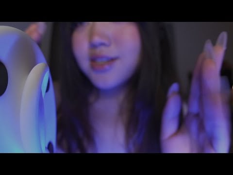 ASMR Say some inadhearful whispers in your ear and tap your ears with new nail art
