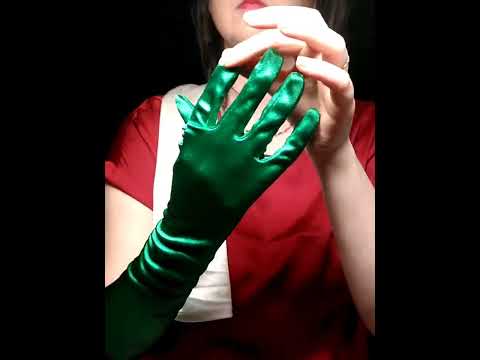 Green and White Satin Gloves ASMR #asmrlikeasandbox #relax #triggersforsleep #satisfying