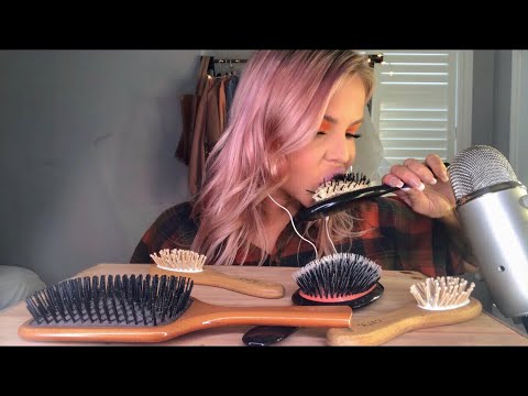 ASMR EDIBLE HAIR BRUSH EATING (EXTREME CRUNCHY EATING SOUNDS) VIDEO EDIT AT HIGHEST VOLUME x15!!!