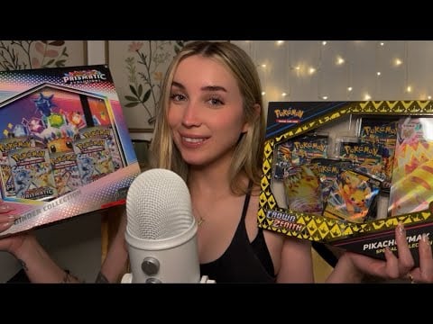 ASMR Pokemon product haul (packaging triggers, close whisper)