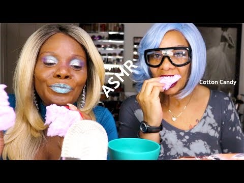 ASMR Eating Sounds Trying Cotton Candy Treat Soft Spoken