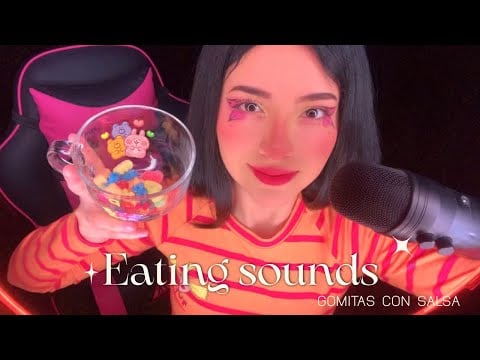 ￼ ASMR | Comiendo gomitas con salsa💓🍭 | Eating | Andrea ASMR 🦋💓