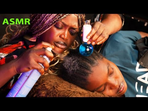 ASMR✨satisfying story scalp scrathing,satisfying hair picking, oiling, massage with gum btw cornrow