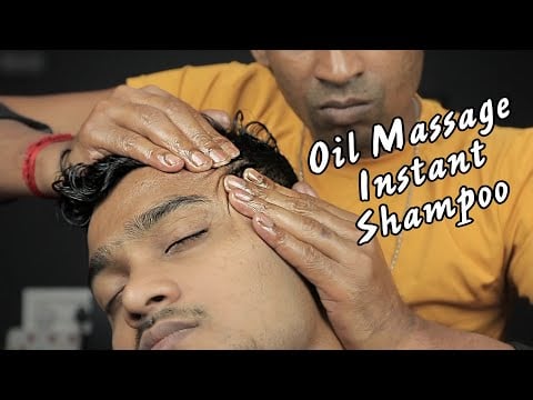 Heavy Oil Head Massage With Instant Shampoo | ASMR Head Massage And Ear Massage With Lots Of Oil