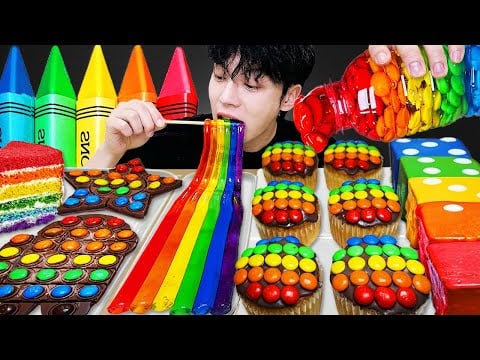 ASMR MUKBANG | 직접 만든 갤럭시 꿀젤리 레인보우 디저트 아이스크림 먹방 & 레시피 DESSERT GALAXY HONEY JELLY CANDY