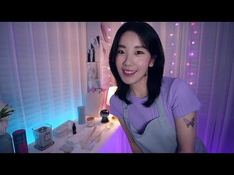 ASMR 💜 Rainy Night Relaxing Tattoo Shop 💙 ( Personal attention, Light Rain, Thunder )