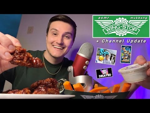 ASMR Wingstop Chicken Wings YUMMY Mukbang + Channel Update 🍗💤