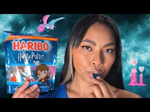 ASMR Eating Limited Edition Haribo Harry Potter Theme Gummies ! Up Close Eating Sounds Loop Video