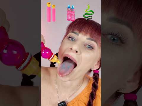 ASMR Emoji Pink Drink, Snake Spray #mukbang #asmr