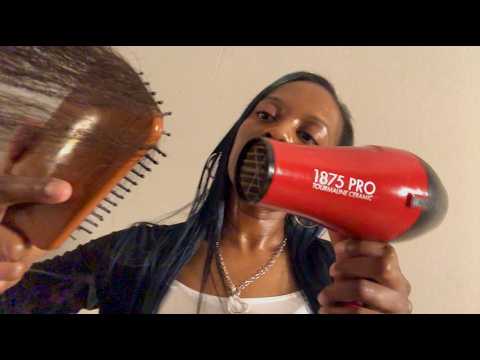 ASMR Full Salon Curly to Straight Silk Press Roleplay (shampoo, blow dry, straighten)