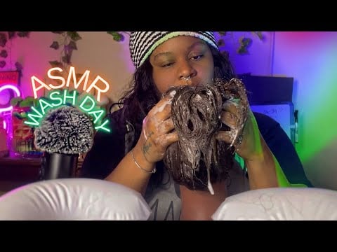 ASMR | WASH DAY 💆🏽‍♀️🚿 SOOTHING Tingles + Scalp SCRATCHING ft Grow Good shampoo (Deep Stereo Sounds)