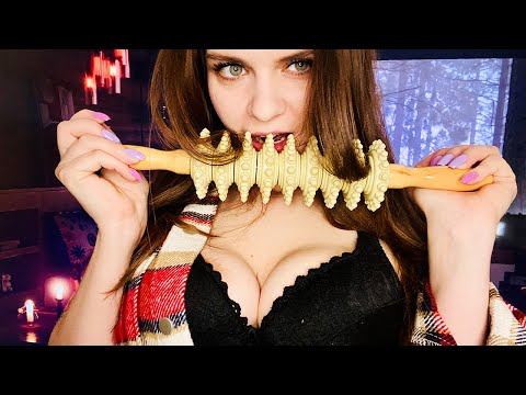 ASMR Girlfriend massage you with my stick 🍆 Wood body massage