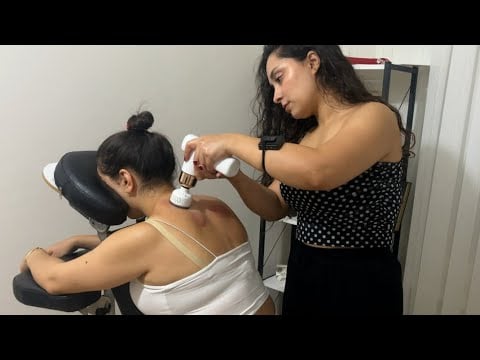 ASMR Massage Sedef | Cupping & Massage Gun on Neck and Shoulder