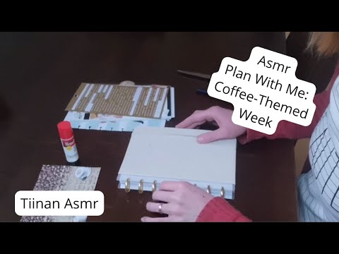 ASMR in English - Plan Week with Me, Coffee-themed Soft spoken and stickers ☕