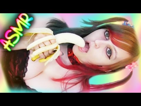 ASMR 🍌 Banana Eating ░ Mouth Sounds ♡ Lollipop Licking, Fruit, Food, Texture, Om Nom Nom ♡