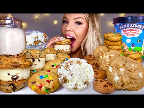 ASMR BEN & JERRY'S COOKIE DOUGH, MACADAMIA NUT, COOKIE ICE CREAM SANDWICH, SHORTBREAD MUKBANG 먹방