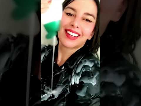 ASMR leather Wetlook and hair wash
