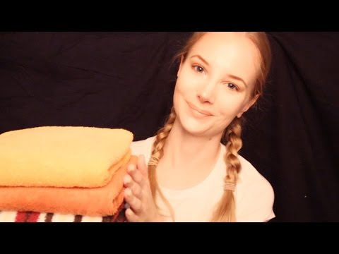 ASMR Relaxing Towel Folding ~ Soft Spoken, Fabric Sounds, Scissors Cutting, Calm, Gentle ~