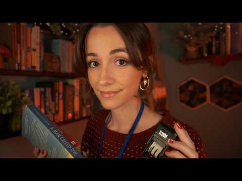 ASMR Cozy Library Roleplay 📚 Background ASMR for Studying & Working (fireplace, book sounds)