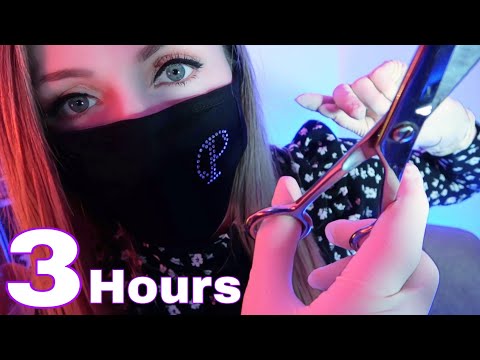 ASMR Sleep Time - 3 Hours of Haircut Roleplay, Barber Shop, Shaving, Hair Treatments